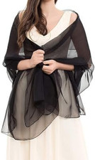 Black Silk-Feeling-Sheer-Scarf for Women Lightweight Chiffon-Scarves