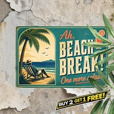 Tiki Beach Bar Slogan Palm Tree Lounge Metal Tin Sign Tropical Decor