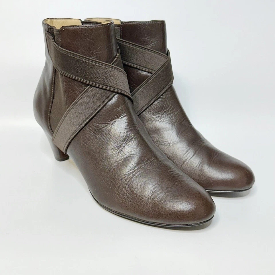 COLE HAAN Air Lyric Pull On Stretch Leather Ankle Booties Brown D29336 Womens 9 - Image 3 of 4