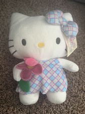 2024 Sanrio HELLO KITTY with Flower Spring PLUSH Pastel Plaid Dress  Bow