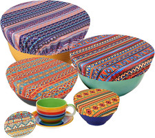 Set of 5 Reusable Food Cover, Elastic Fabric Covers Multi Purpose Food Storage D