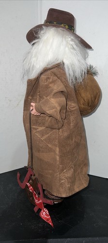 VTG Cowboy Santa Claus. Brown Duster, Plaid Shirt, Cowboy Boots, Hat/Gifts/Joy - Picture 9 of 18