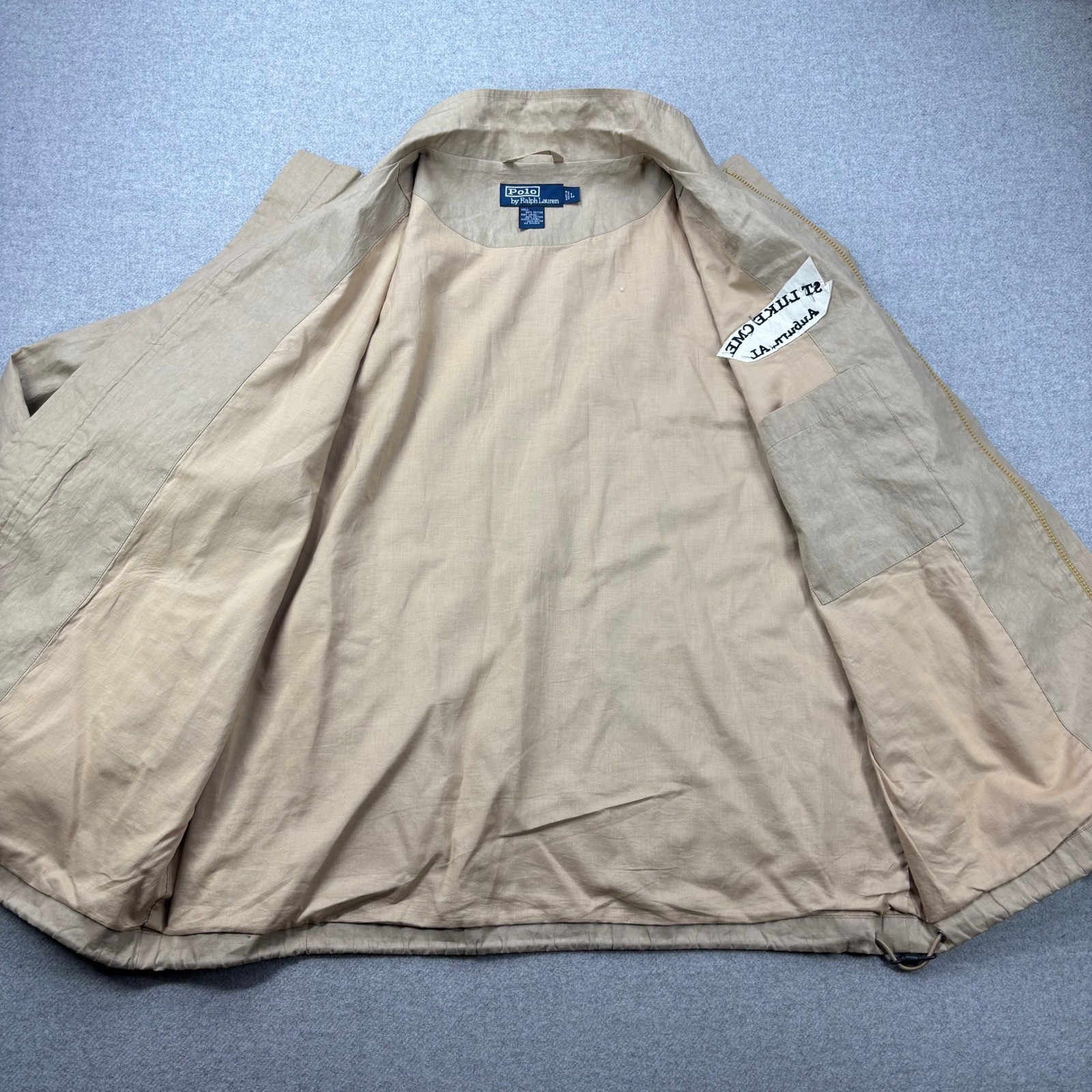 Vintage 90s Polo Ralph Lauren Lightweight Windbreaker Jacket Mens L Tan Church thumbnail 10