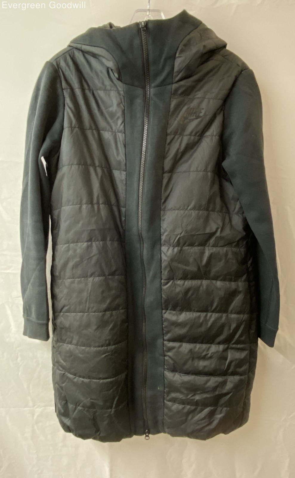 Nike Women's Black Long Sleeve Hooded Full-Zip Puffer Coat Size Small