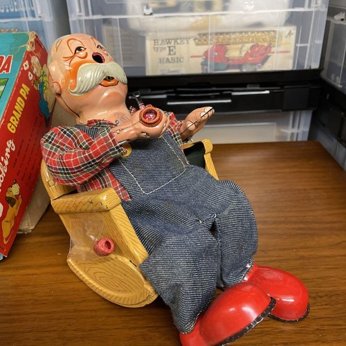 Marusan Tin Toy Smoking Grand Pa Figure W/BOX F/S FEDEX - Picture 2 of 16