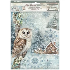 Stamperia The Owl's House  A4 Rice Paper Pack Decoupage Paper Christmas Winter