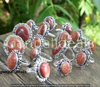 Sunstone Gemstone Rings 100pcs Wholesale Lot 925 Silver Plated Jewelry