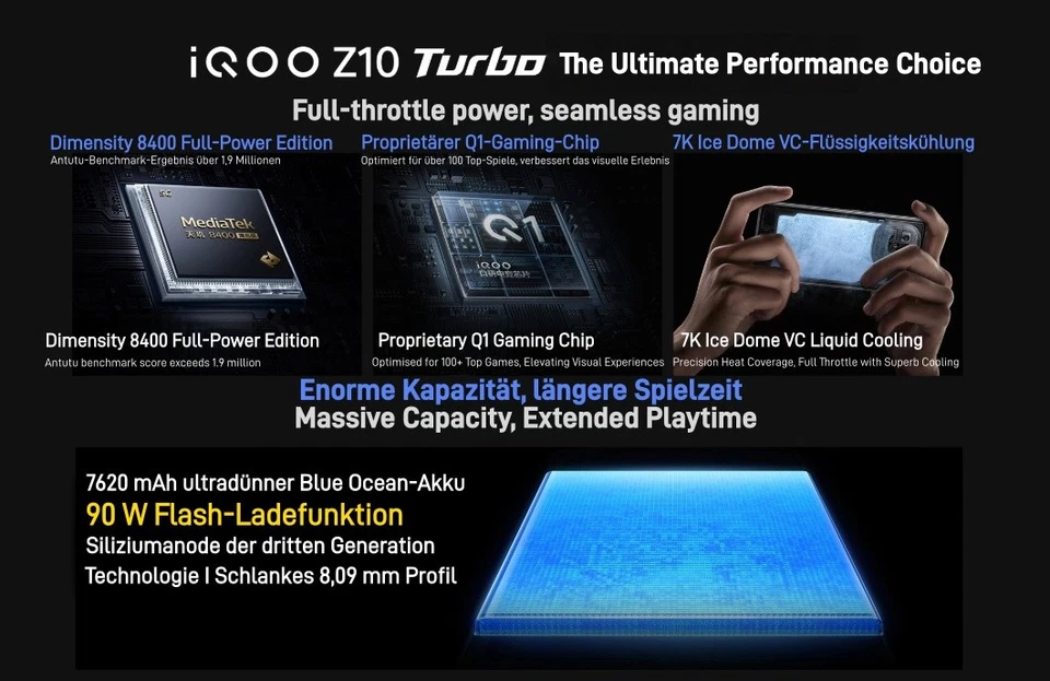 Vivo iQOO Z10 Turbo Smartphone Android 15 Dimensity 8400 Octa Core GPS Touch ID - Bild 4 von 4
