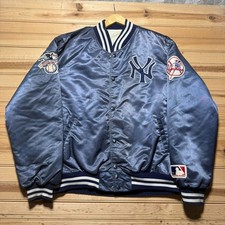 Vintage 90s New York Yankees MLB American League Patch Satin Bomber Jacket - XL