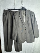 Jos A Bank 43L Brown Birdseye Striped 2 Piece Suit 38x33 2 Button 100 Wool
