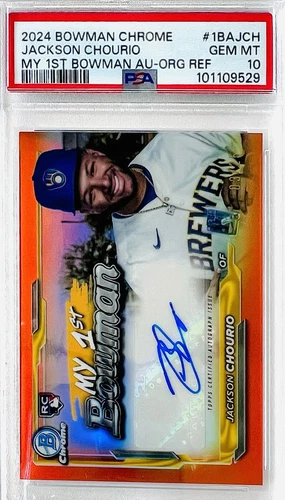 2024 Bowman Chrome Jackson Chourio My 1st Bowman Auto Orange RC #/25 PSA 10 💎