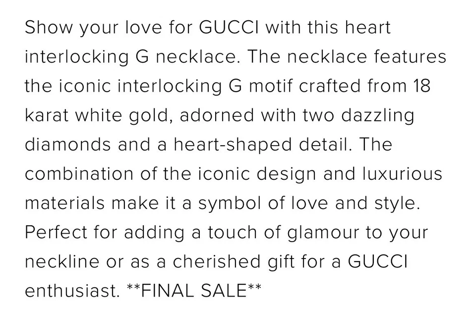 Collar Gargantilla Gucci Oro Blanco 18k Diamante Corazón Estación Entrelazado Logo GG Foto 2 de 4