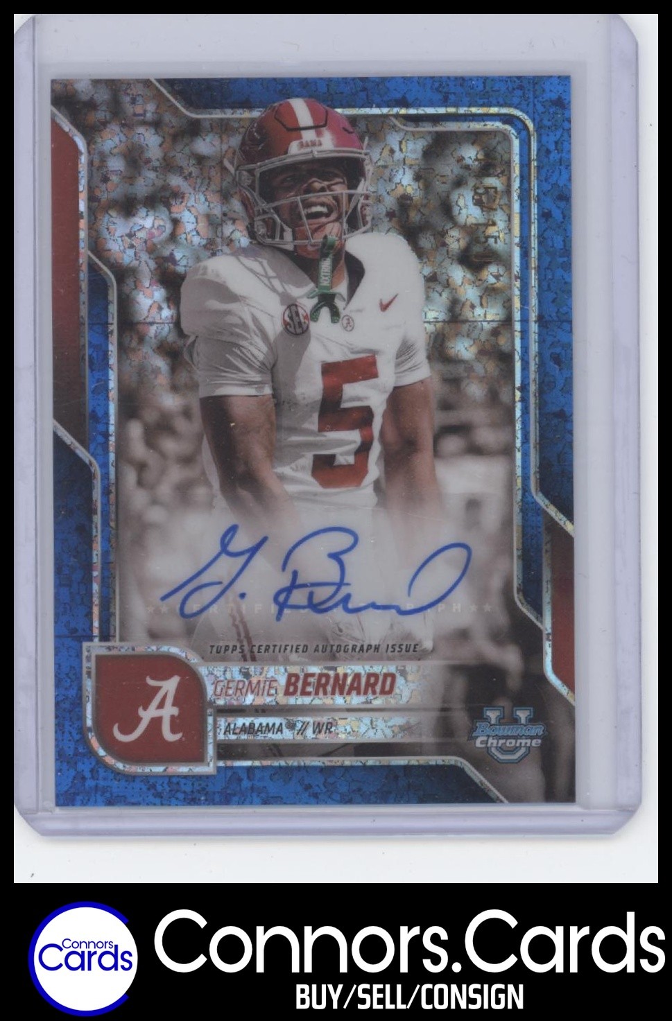 Germie Bernard Auto 2025 Bowman University Chrome #BCA-GB Blue Mini-Diamond /150