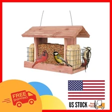 Elegant Hanging Cedar Bird Feeder for Blue Jays & More - Weather Resistant