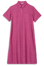 Eileen Fisher Linen Classic Collar Shirt  Delave Dress GERANIUM PINK  Sz L~NWT