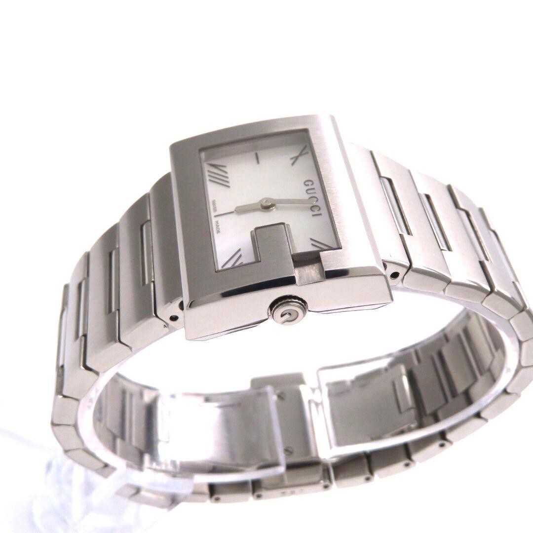 GUCCI 100L G Rectangular Watch White Shell Dial T… - image 6