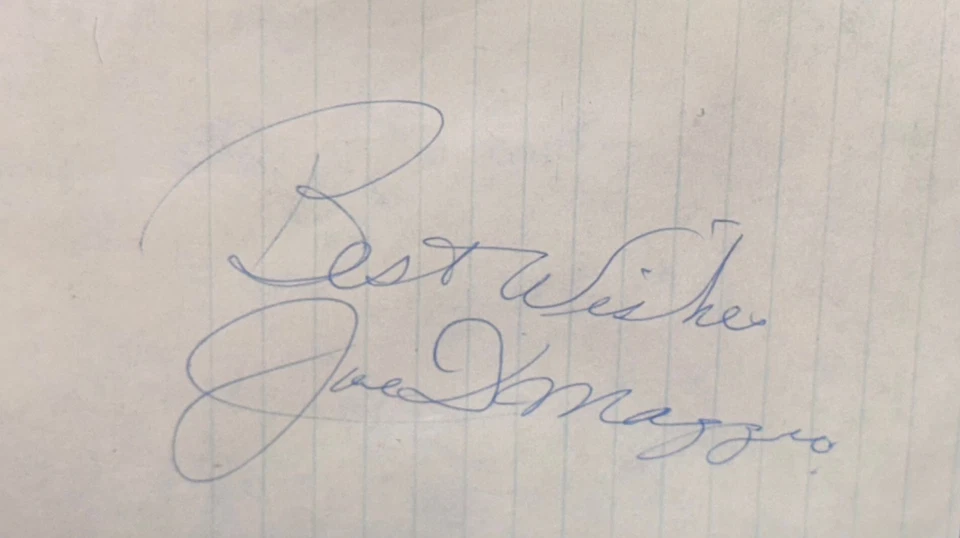 Joe DiMaggio "Best Wishes"Vintage Signed Cut Autographed Page Auto BAS Beckett - Image 2 of 4