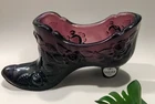 FENTON PURPLE GLASS  SLIPPER, SHOE W/LEGEND CARD, Slipper
