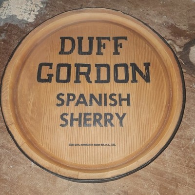 DUFF GORDON Sherry vintage melamine adverting wood look barrel end