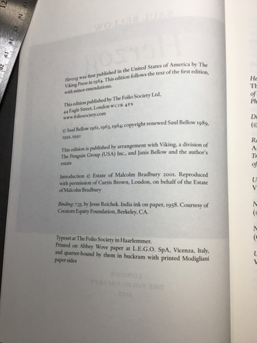 Herzog by Saul Bellow - 2012 - The Folio Society - Picture 6 of 6