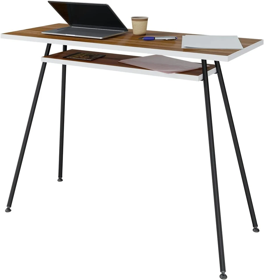 Scrivania LEVIRA, 100 x 40 x 75 cm, moderna, noce Troia e nero, metallo - Immagine 4 di 4