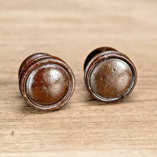 Vintage Radio Knobs 1930s Round Shape Hardwood 2pc 1/4" Opening w/ Set Screw