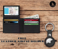 Genuine Leather Minimalist Bifold Wallets For Men RFID Blocking Slim Mens Wallet