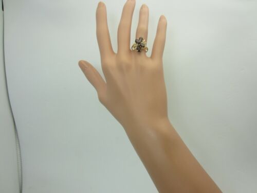 Anillo Vintage De Oro Amarillo De 14K Con Granate Y Diamante - Imagen 6 de 10