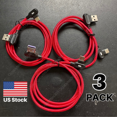 3 Pack 90 Degree Right Angle USB C Fast Charger Cable 3Ft 6Ft Type C For Samsung