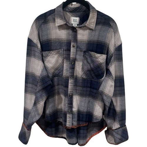 Top de franela BDG Urban Outfitters azul y gris a cuadros de gran tamaño talla S - Imagen 2 de 13