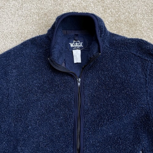 VTG Woolrich FULL ZIP DEEP PILE Pullover Sherpa Fleece Jacket Womens SMALL BLUE - Picture 6 of 13
