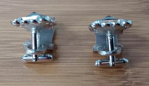Vintage Dante Silver Tone And Agua Cufflinks. Beautiful. Clean ๐ฅ - Picture 6 of 15