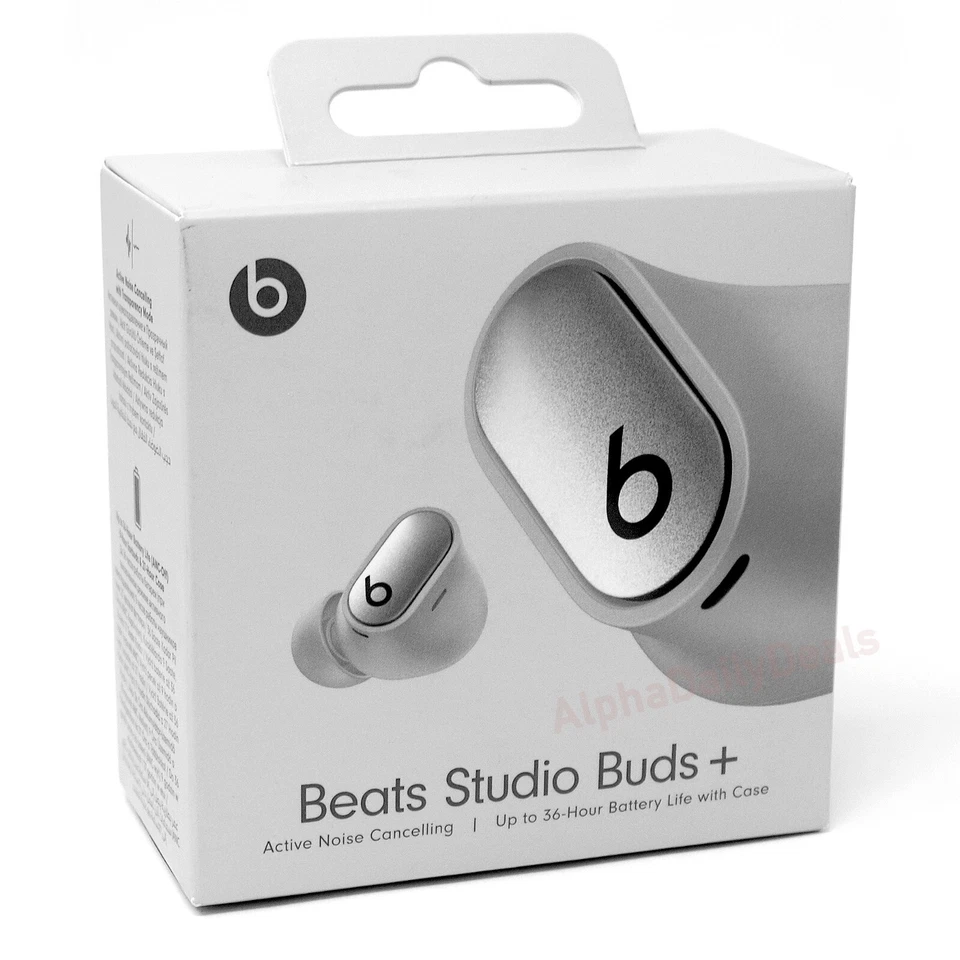 Auriculares Beats Studio Buds Plus True Wireless genuinos con cancelación de ruido plateados Foto 2 de 3