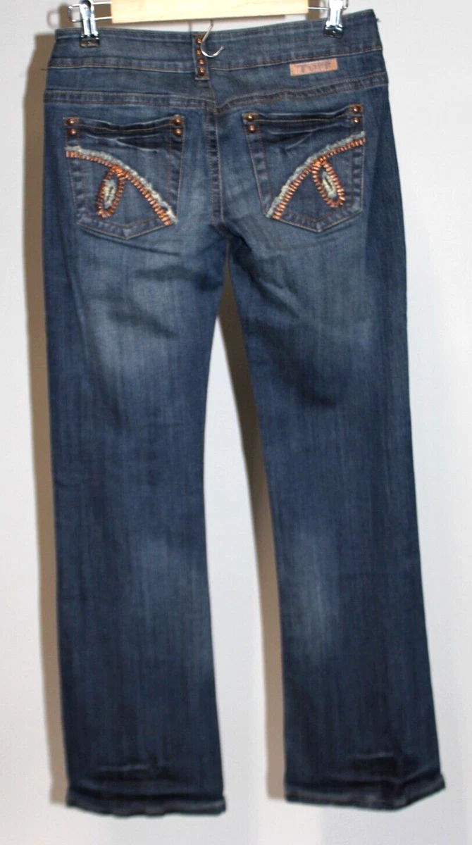 COWGIRL TUFF CO COPPER GYPSY Womens Size 26 X 33 Med Wash Boot Cut Jeans Studded