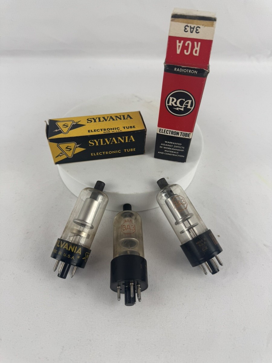 3 Vintage 3A3 High Voltage Tubes RCA Sylvania TV Radio - Original