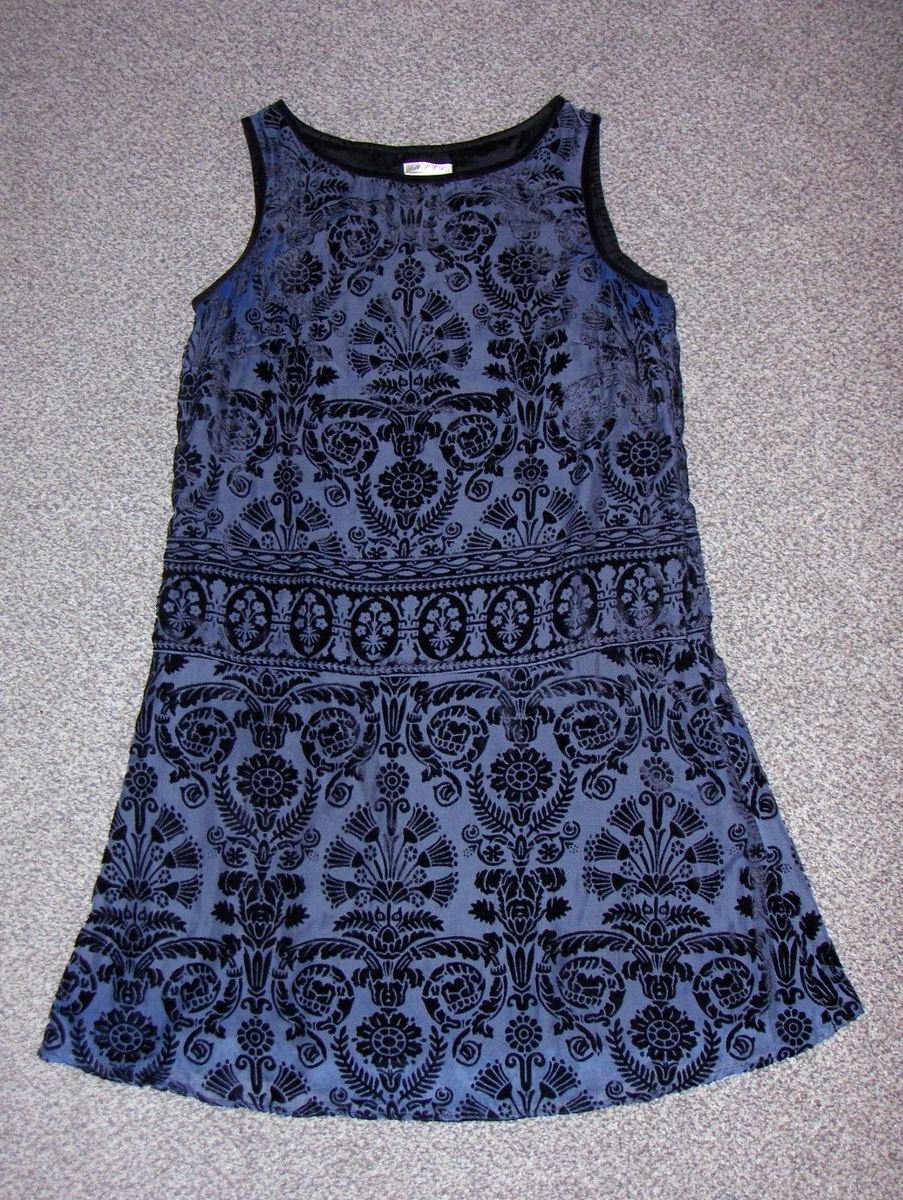 Max Studio Edit Sleeveless Navy Black Velour Cocktail Party Dress Lined Size L