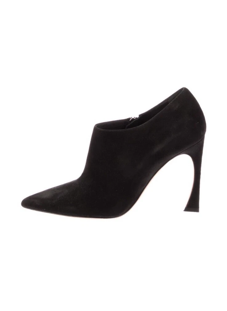 DIOR Bottes en daim bottines noires talons escarpins cheville, taille 7,