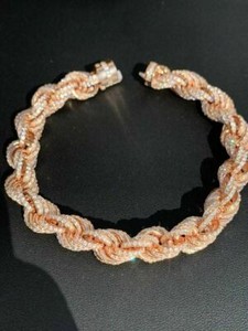 Authentic 10mm Rope Bracelet Rose Gold Plated Solid 925 Sterling Silver 20ct CZ
