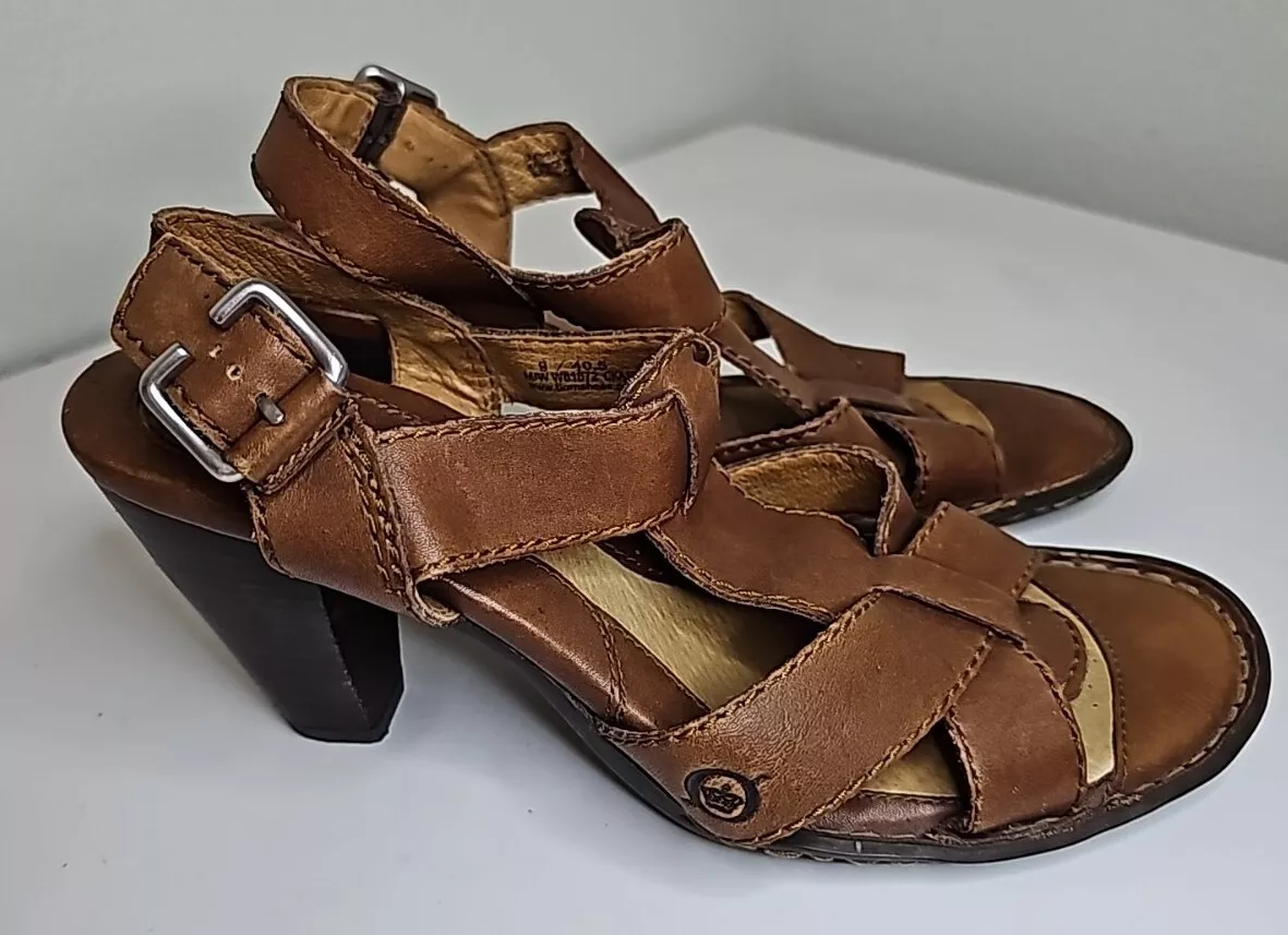 Born Shoes 9M Chenille Tamarind Strappy Brown Leather Sandals