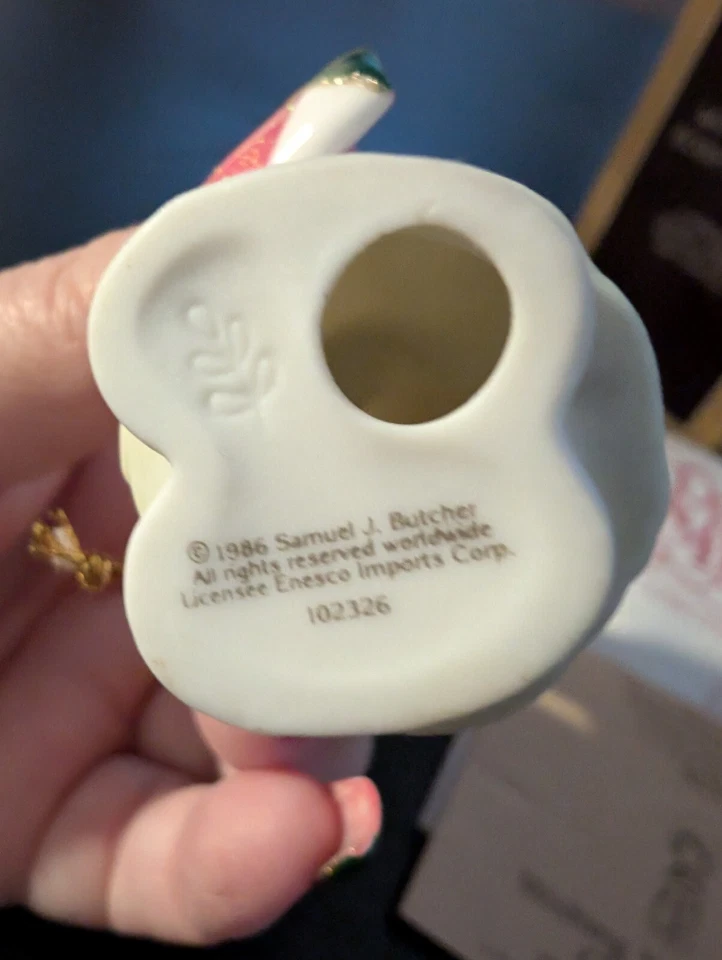 Precious Moments Enesco 1986 "Wishándote una acogedora Navidad" adorno con caja de colección Foto 4 de 4