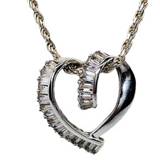Open Heart Sterling Silver Pendant Necklace 18" 925 Cubic Zirconia