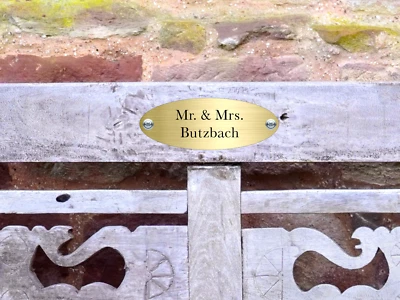Schild personalisiert für Bank Hochzeit Gravur Geschenk Gartenbank wetterfest