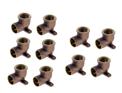 10pack 1/2" Nom. Copper Sweat X 1/2" Fip Threaded Drop Ear Elbow Fitting 1/2"c