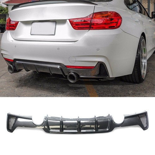 Car Rear Bumper Lip Diffuser Spoiler. Compatible for BMW 4 Series F32 F33 F36 M Sport Rear Carbon Fiber Diffuser with Brake Light 2014-2018