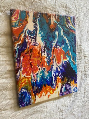 STARBURST COSMOS SPACE RETRO ABSTRACT PAINTING MCM MID MODERN BOHO POLLOCK STYLE - Picture 3 of 6