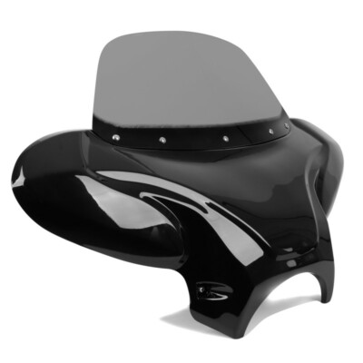 Batwing Windschild Für Yamaha XVS 650 Drag Star – Frontverkleidung Mit Wetterschutz, Schwarz Glänzend, ABS