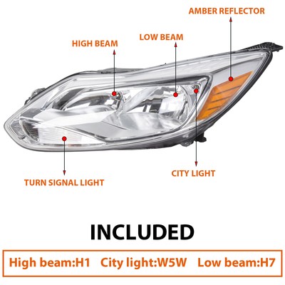 for 2012-2014 Ford Focus Headlights Head Lamps Left Right Pair  