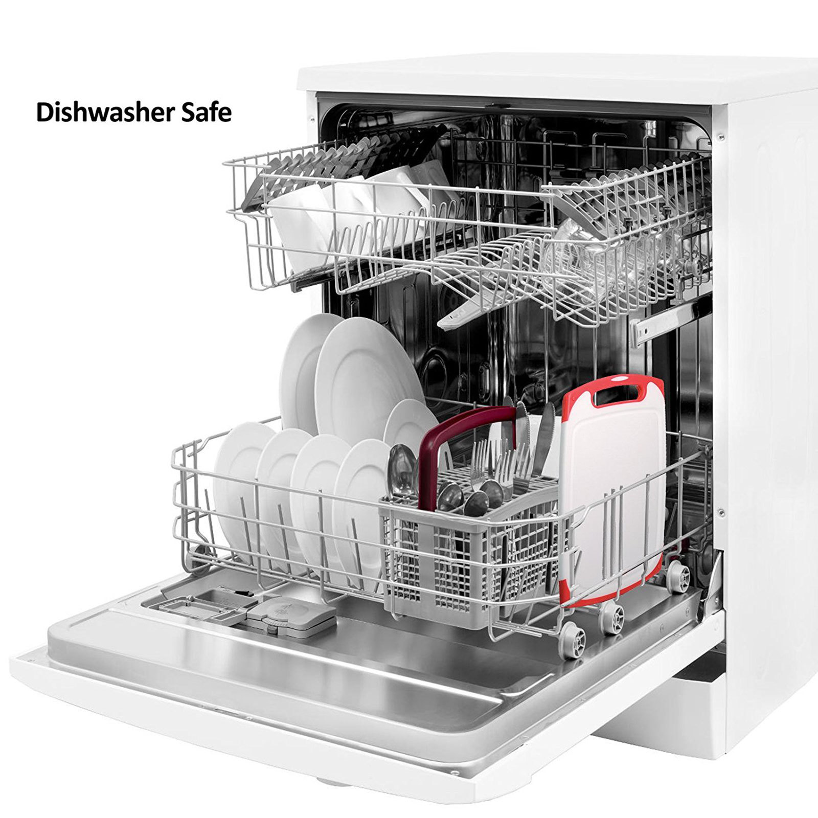 Plastic Cutting Boards Set of 3 With Non Slip Feet & Drip Groove