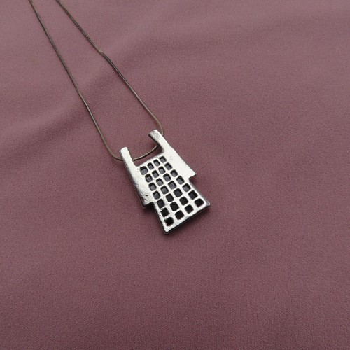 Vintage Necklace Sterling Silver Pendant Faceted Black Crystal 18 inch 158f - Picture 8 of 9
