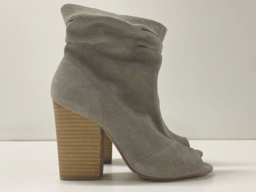 Chinese Laundry Suede Peep Toe Ankle Heel Boots Size 7 M
